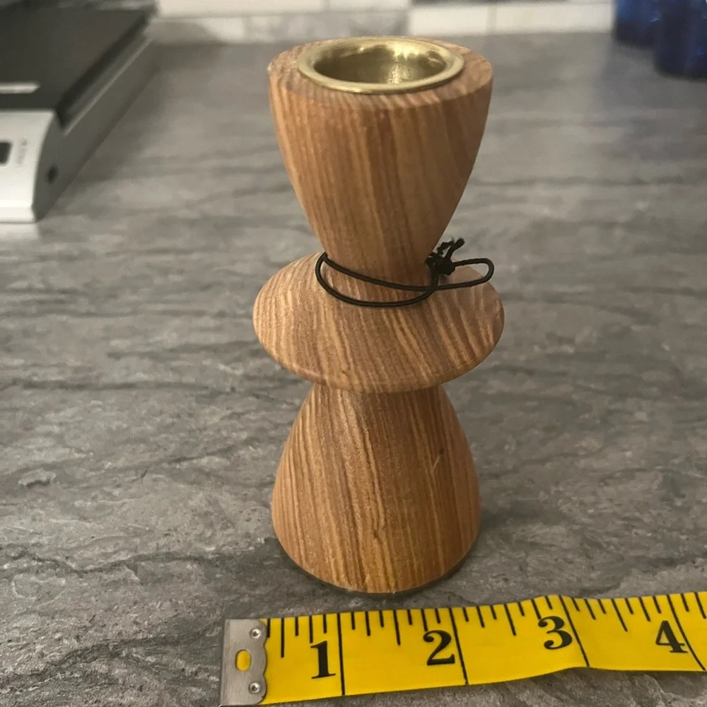 NWT West Elm Wood Taper Candle Stick Holder #2352 ~ Set of 2